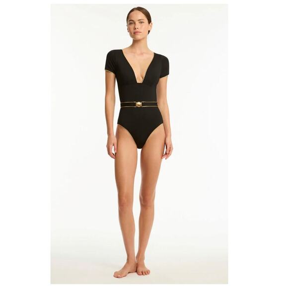 INDIA HICKS x SEA LEVEL Piper Belted One-Piece Swimsuit Size US/10 - Picture 13 of 13